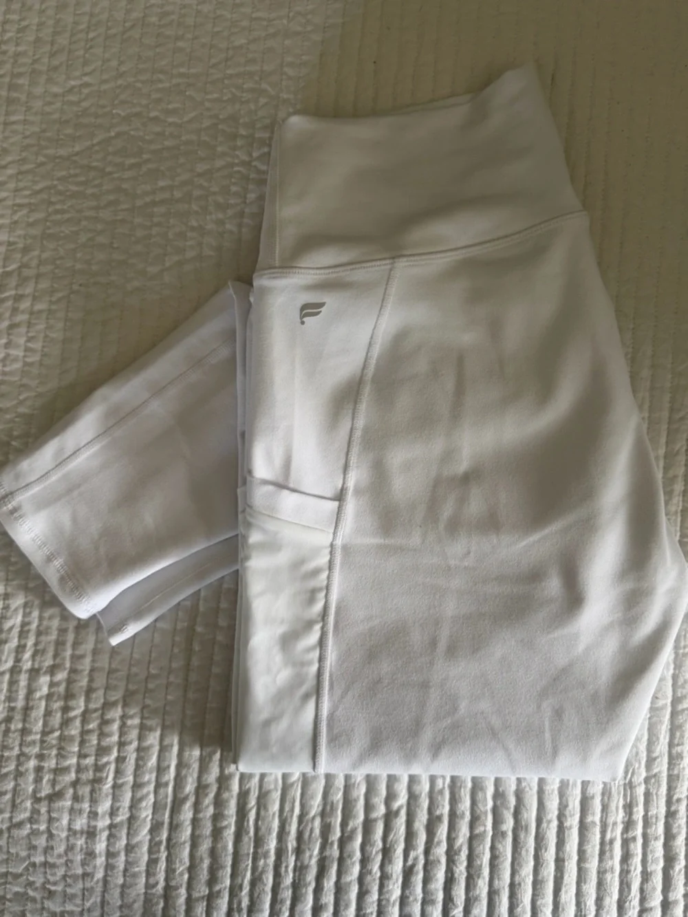 Fabletics White PowerHold Leggings with Subtle Logo - Picture 7 of 8